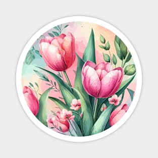 Pink Tulip Flowers Magnet
